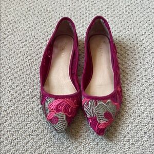 Elegant Pink Embroidered Flats by Cecelia New York